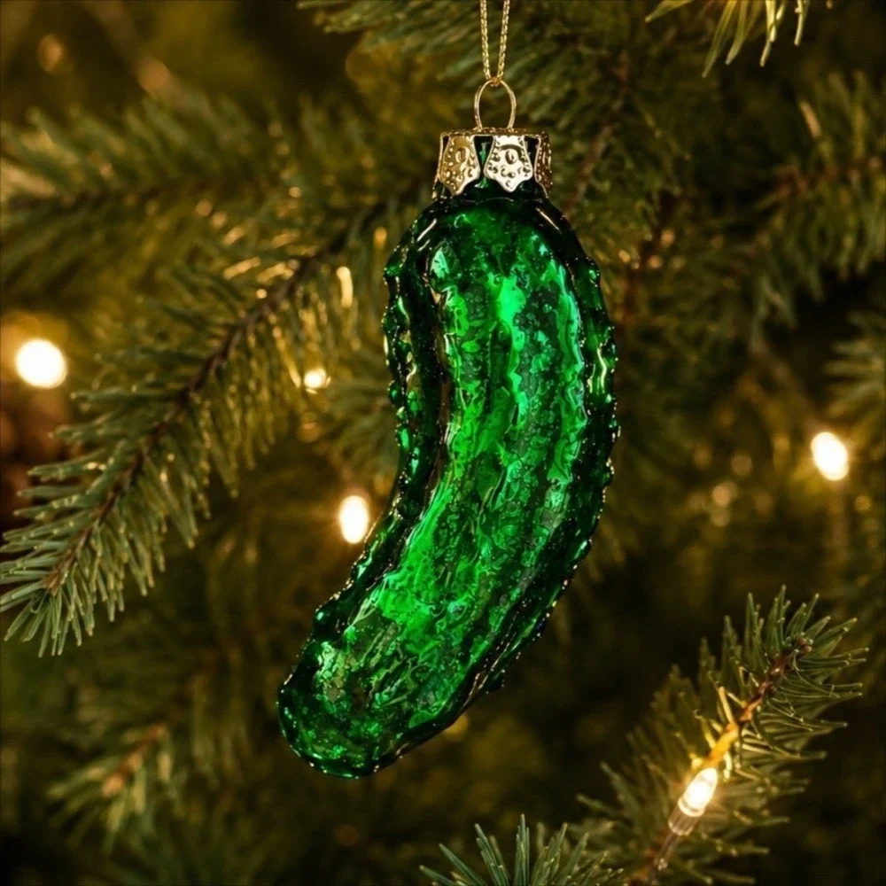 Victorian Trading Co Glass Christmas Pickle Tree Ornament Green German Tradition